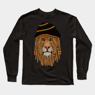 Rasta Color Lion, Rastafarian Long Sleeve T-Shirt